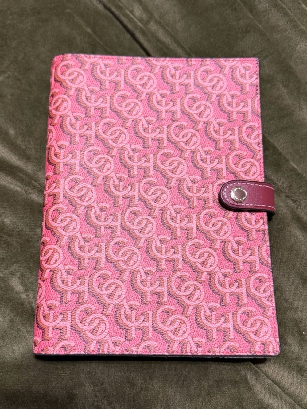 Coach Pink Monogram Snap Journal Notebook